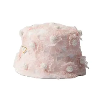 PRADA Enamel Metal, Cotton Polyester, Silk, Aluminum Bucket Hats Unisex Pink