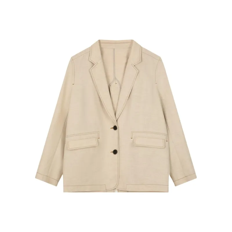 SOLIGHTER Business Suit Women's Oat Linen-0