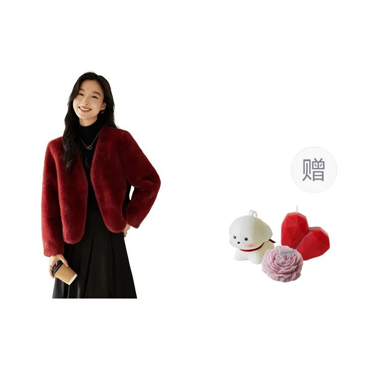 VICTORIA&VERA Velvet feel Coat Women's Ancora Red-2