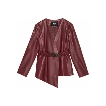 DKNY Leather Jacket Women's Burgundy