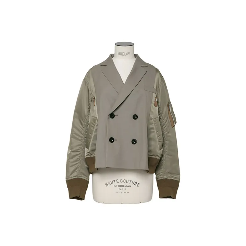 Sacai Suiting X Nylon Twill Jacket 'Taupe'-0