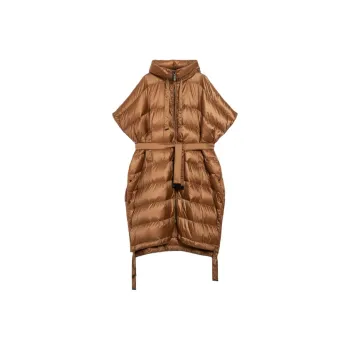 MAXMARA THE CUBE Seica Collection Long Cape In Water Repellent Canvas Cloaks Women's Caramel