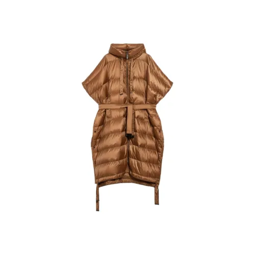 MAXMARA THE CUBE Seica Collection Long Cape In Water Repellent Canvas Cloaks Women's Caramel