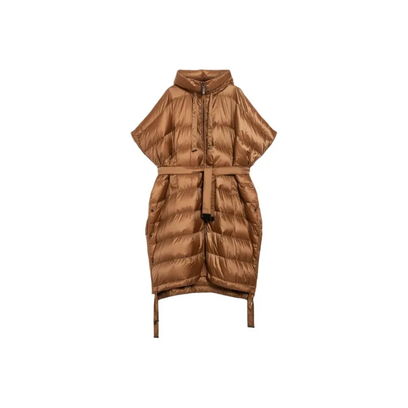 MAXMARA THE CUBE Seica Collection Long Cape In Water Repellent Canvas Cloaks Women's Caramel-0