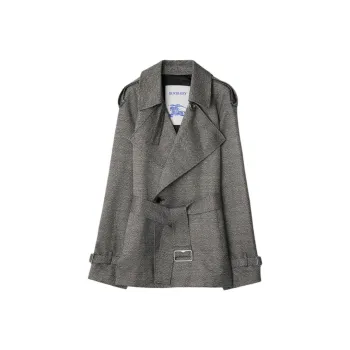 Burberry Chevron Jacquard Belted Trench Coat