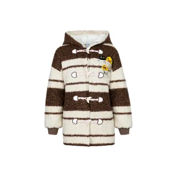 B.Duck Velvet feel Coat Women's Brown Stripes