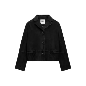 ZARA ZW Series Leather Jacket Women's Black