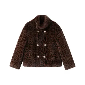 VICTORIA&VERA Velvet feel Coat Women's Leopard Print