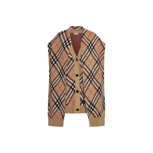 Burberry Check Wool Blend Cardigan 'Sand'