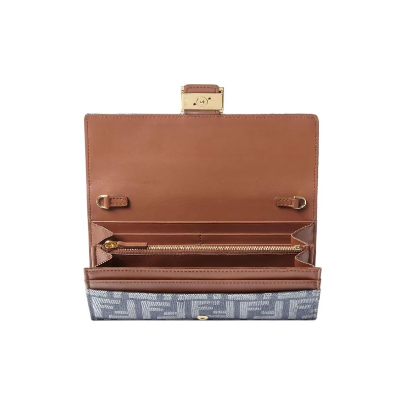 FENDI Baguette Denim Shoulder Bag Women's Blue-3