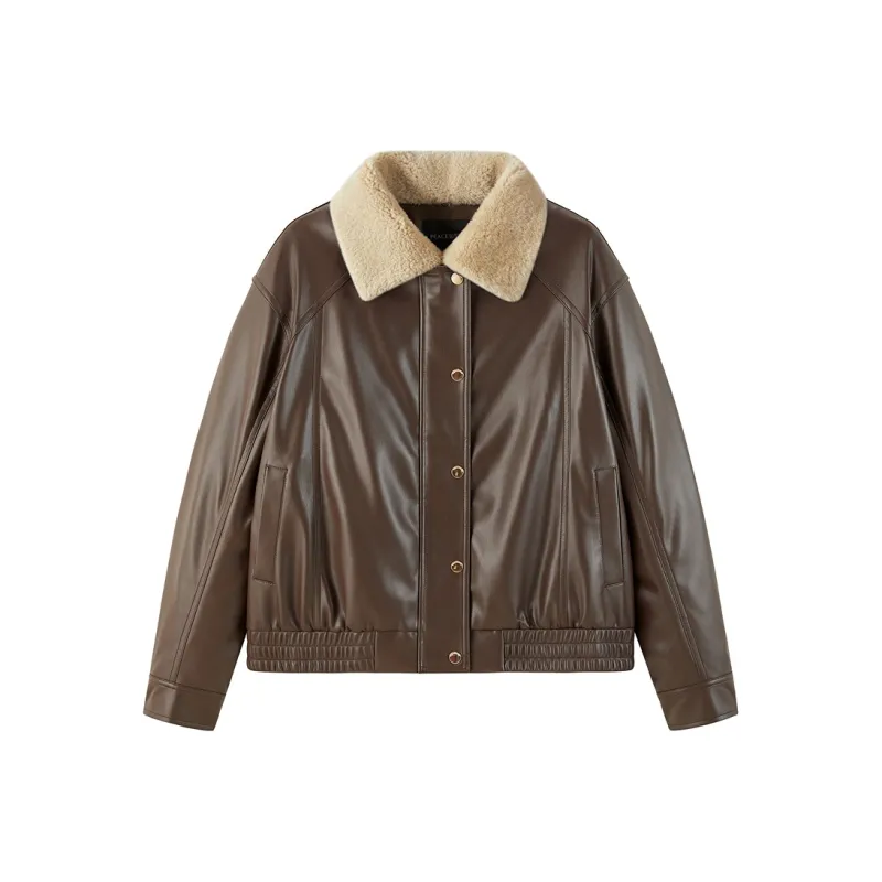 PEACEBIRD Leather Jacket Women's-2