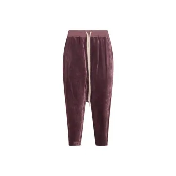 RICK OWENS Drop crotch Velour Cropped Trousers