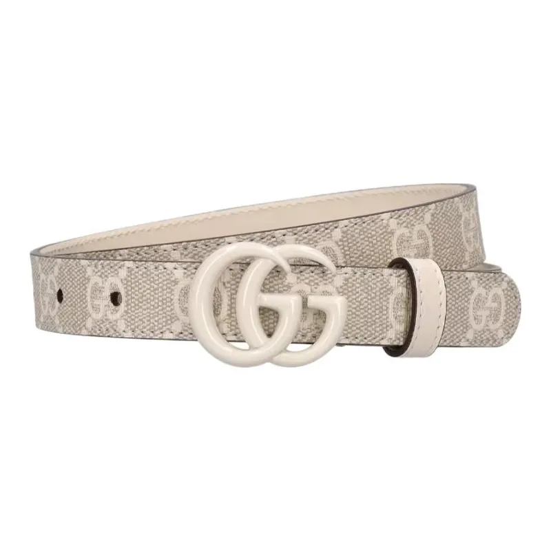 GUCCI Leather Belts Unisex White Width 2CM-0