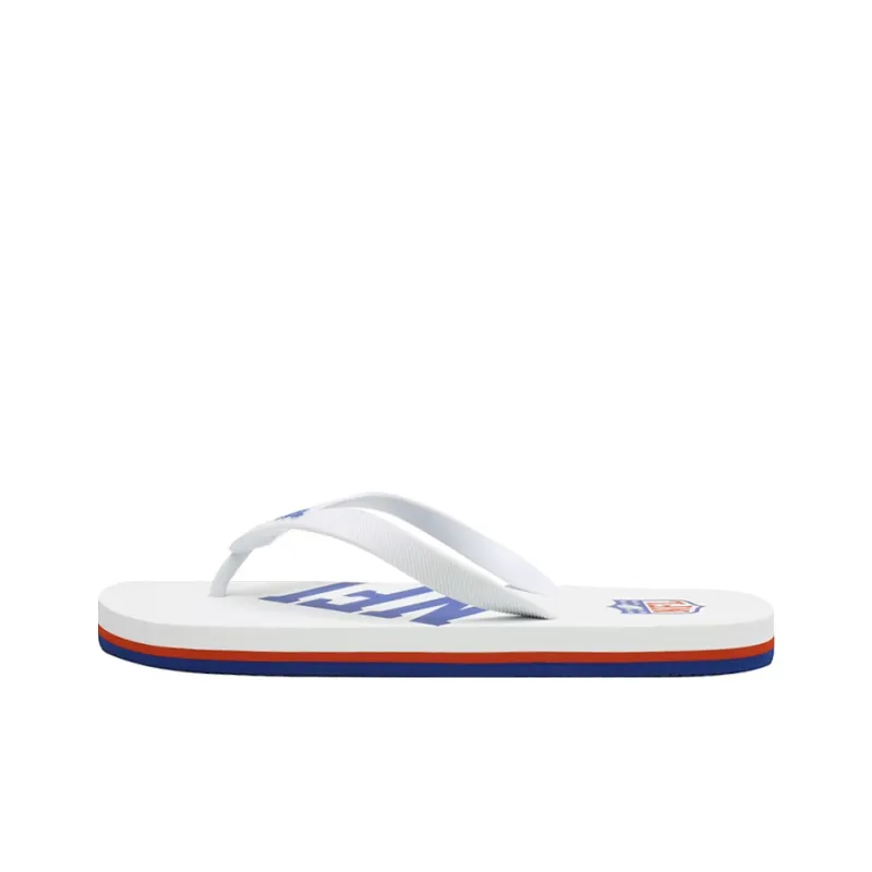 NFL Quiet Odor Resistant Abrasion Resistant Slip Resistant Flip Flops Men's White-0