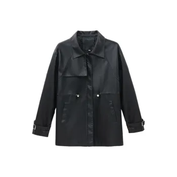Yi Mengyuan Leather Jacket Women's Black