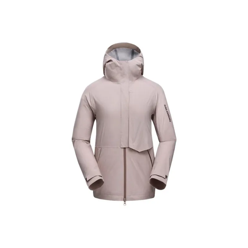 SALOMON OUTERPATH Hiking Water-Resistant Windproof Breathable Wear-Resistant Windbreaker Jacket Women's Ethereal Brown-0