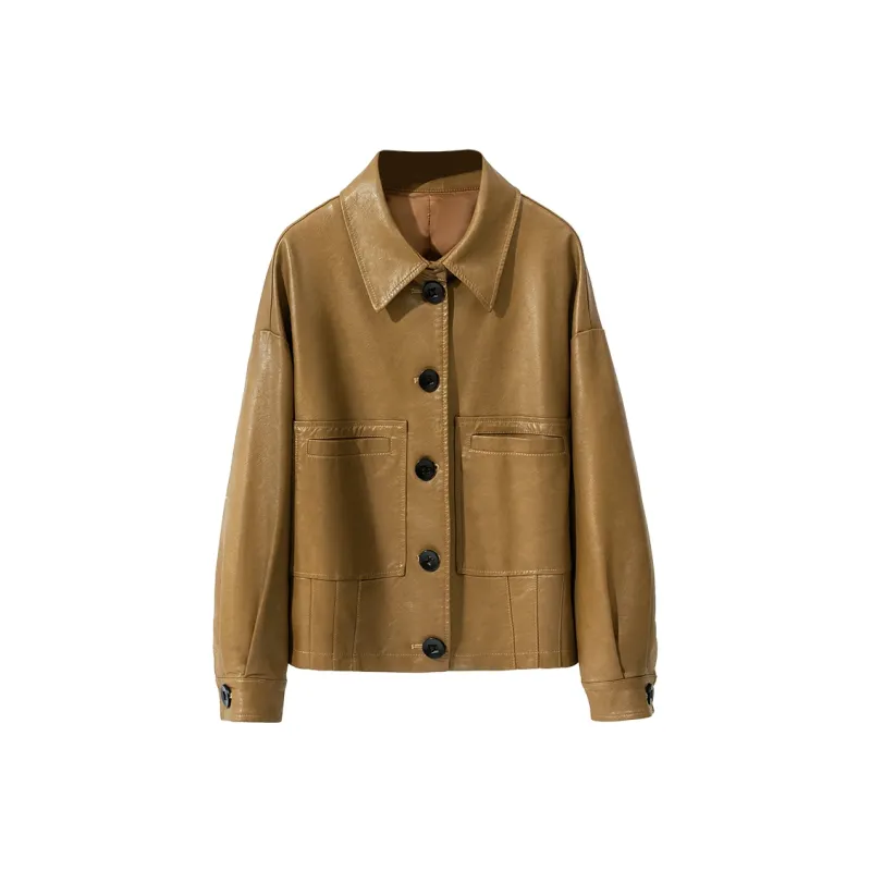 FORTEI Leather Jacket Women's Yellow-0