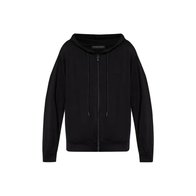 EMPORIO ARMANI Logo embroidered Lounge Hoodie-0