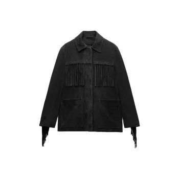 ZARA ZW Series Leather Jacket Women's Black
