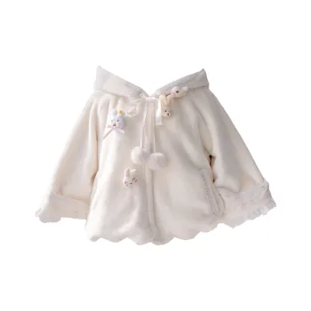 BAOLEGEMAO Woolen Velvet Jacket Women's White