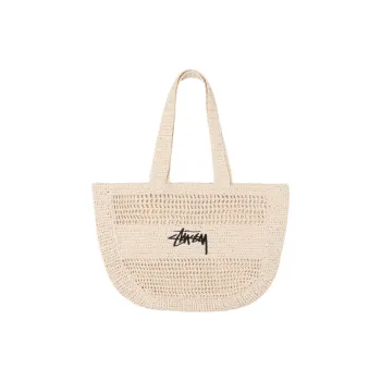 Stussy Polypropylene Tote Bag, Shopping Bag, Shoulder Bag, Handbag Unisex Ivory White
