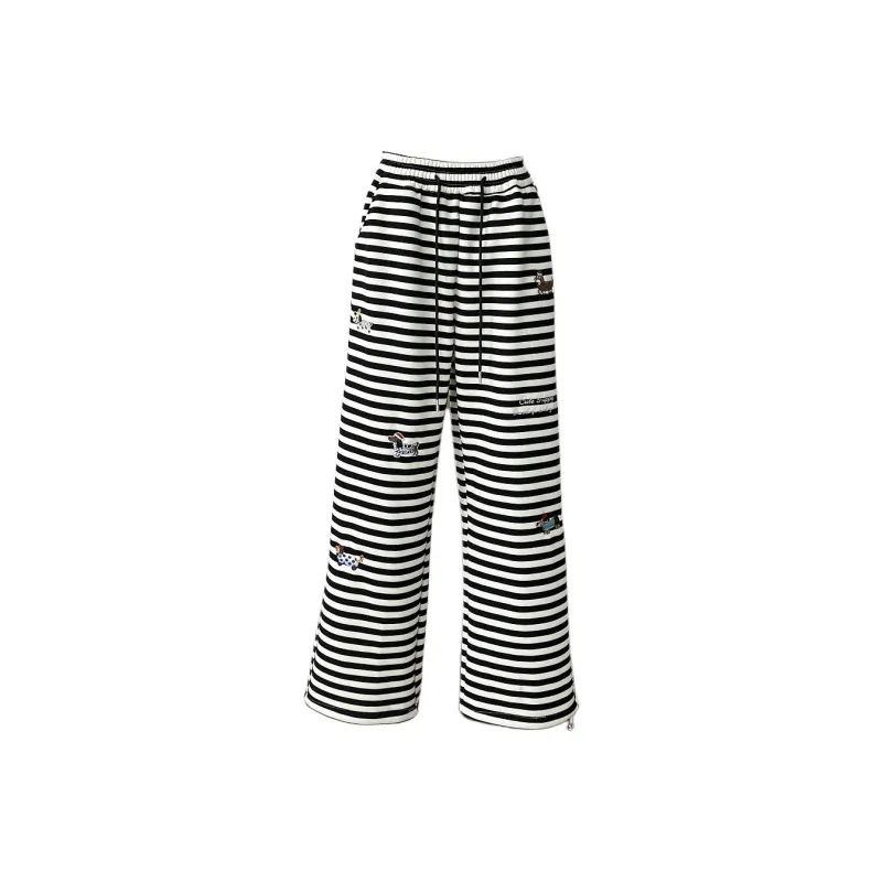 HTHK Casual Pants Women's Striped Embroidery-0