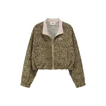 CHUU Cropped Coat Women's Yellow Leopard Print