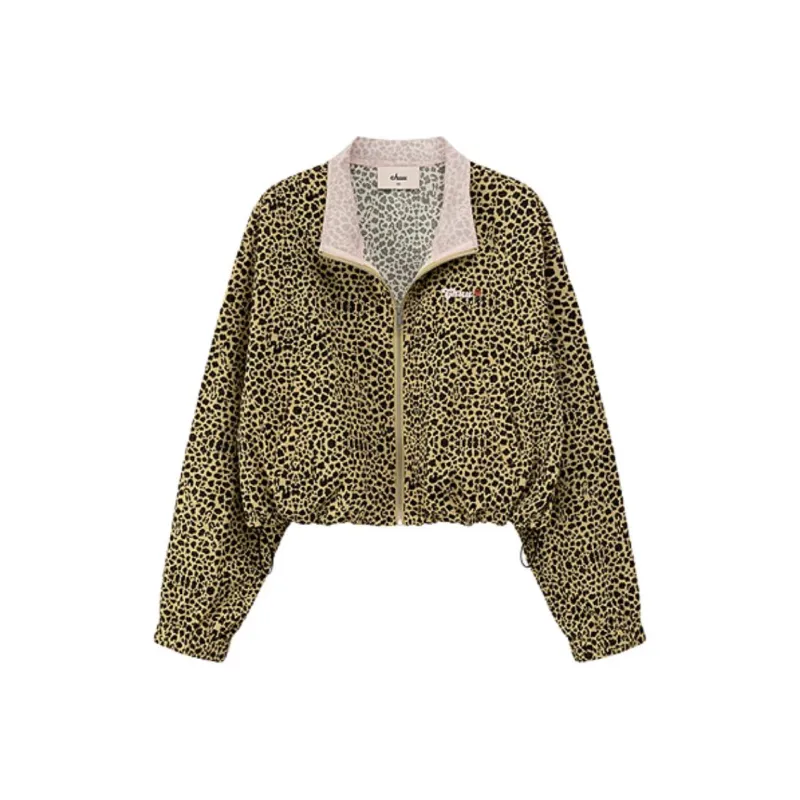 CHUU Cropped Coat Women's Yellow Leopard Print-3