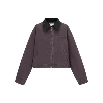 URBAN REVIVO Denim Jacket Women's Dark Red Brown