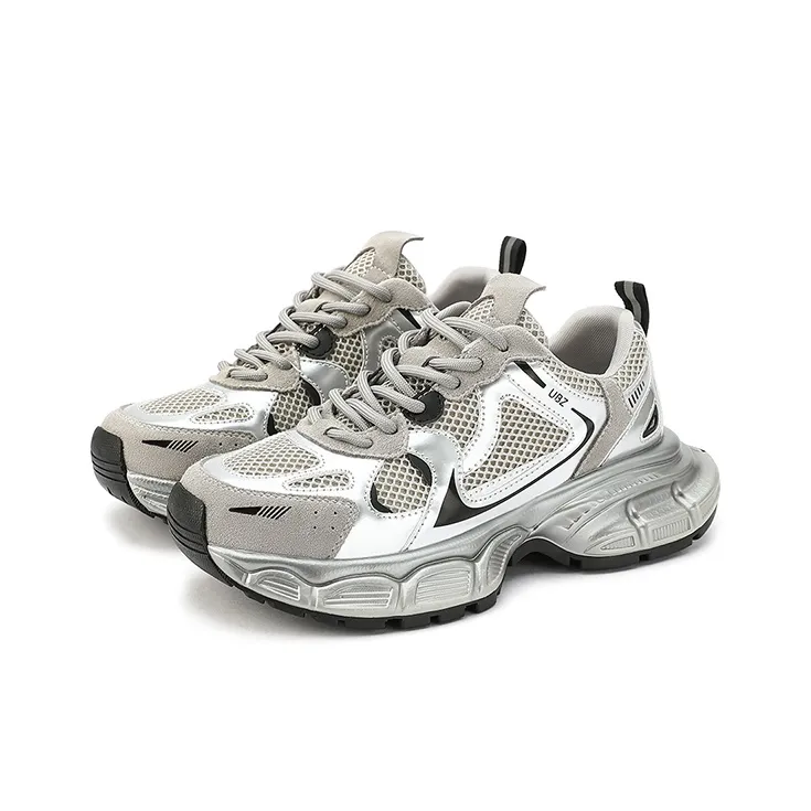 UBZ Low Top Chunky Sneakers Women's Silver-1