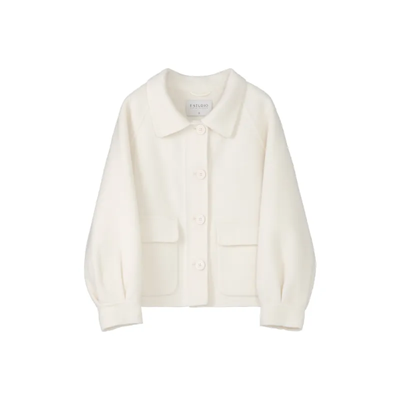 Fstudio Fall And Winter Petite Cropped Coat 100 Sheep Wool Top Women's-2