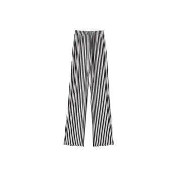0571 Family Casual Pants Women's White Vertical Stripes
