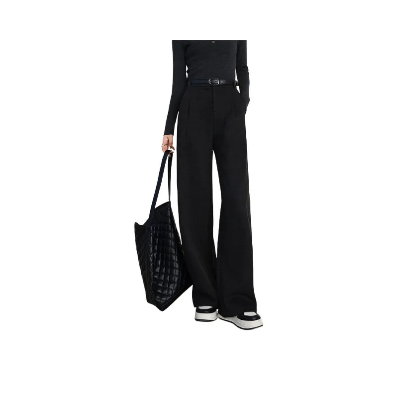 Late White Casual Pants Women's Black Gray Color-0