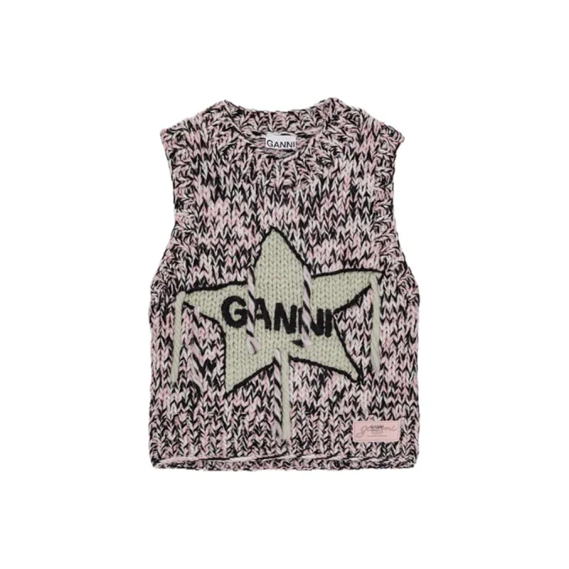 GANNI Logo Intarsia Handknitted Vest-0