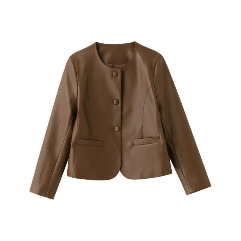 Yi Mengyuan Leather Jacket Women's-0