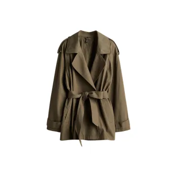 H&M Trench Coat Women's Dark Khaki Green