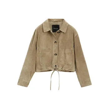 Massimo Dutti Leather Jacket Women's Green