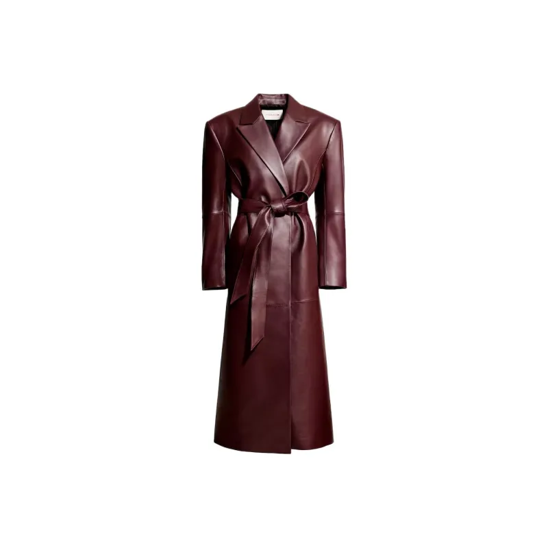 H&M x MAGDA BUTRYM Magda Butrym Collaboration Leather Jacket Women's Burgundy-0
