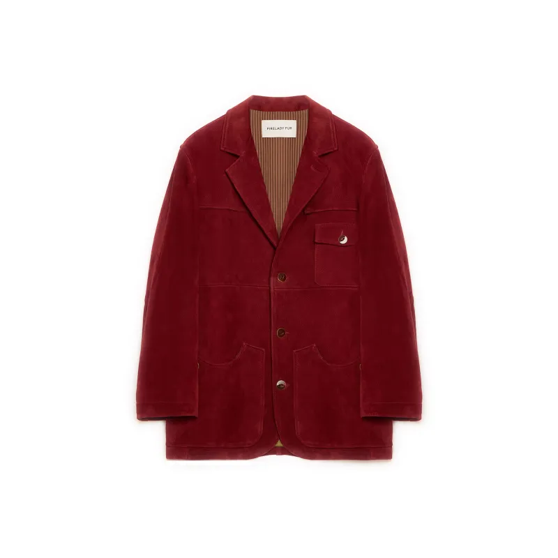 FIRELADY FUR Leather Jacket Women's Red Velour-0