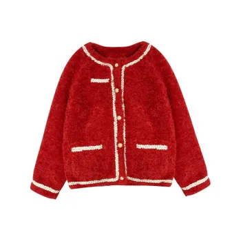 QIAOYUHUAZUN Velvet-feel Coat Women's Red