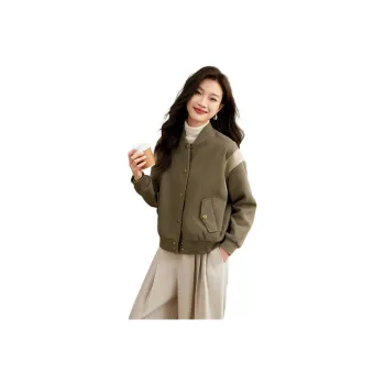 Mo Han Yi Mei Baseball Jacket Women's Dark Khaki