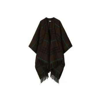 Burberry Check Wool Cashmere Cape Cloak Women's Multicolor