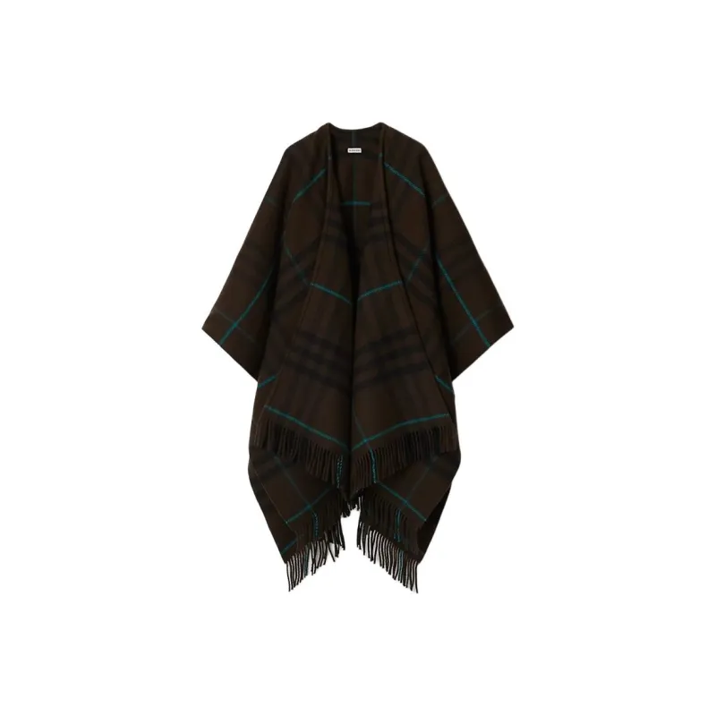 Burberry Check Wool Cashmere Cape Cloak Women's Multicolor-0