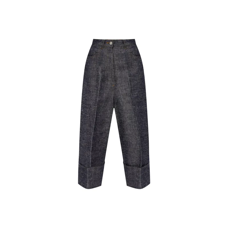 Givenchy Pleat Detailed Cropped Jeans-0