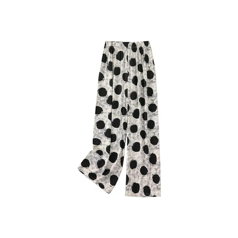 TOUCH Casual Pants Women's Gray With Black Polka Dot-0