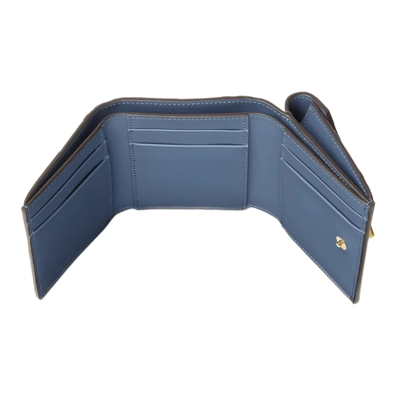 FENDI FF Diamonds Series Calfskin Wallet Medium Size Women's Blue-2