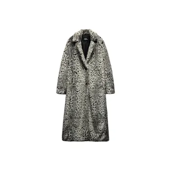 ZARA Coats Women's Leopard Print/Gray