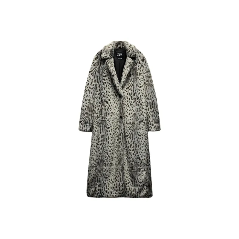 ZARA Coats Women's Leopard Print/Gray-0
