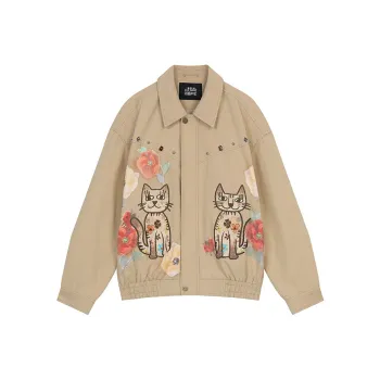 ELF SACK Cropped Coat Women's Cat Khaki