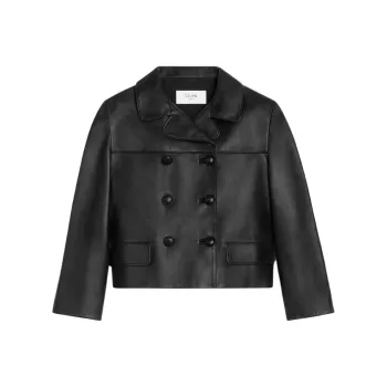CELINE Leather Jacket Women's Black